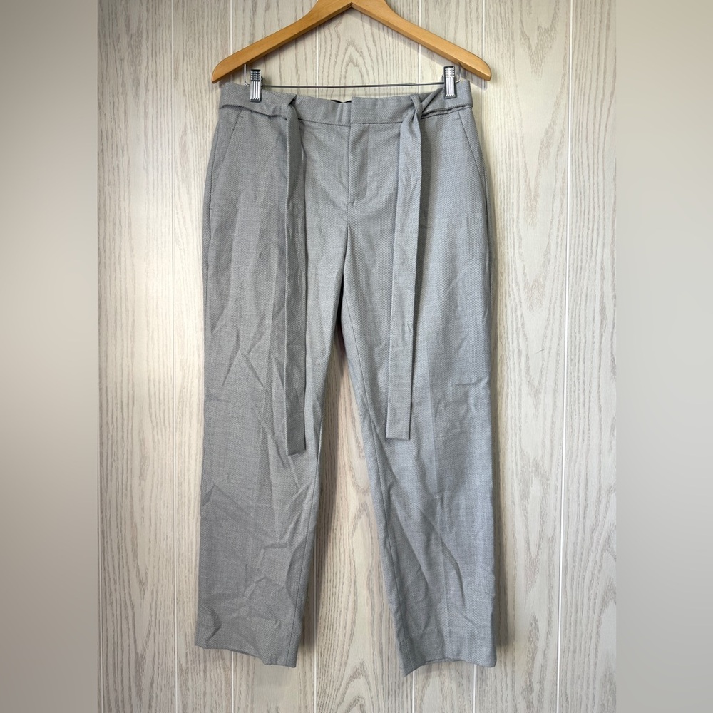 Banana Republic Avery Gray Herringbone Tie Waist Pants Size 8